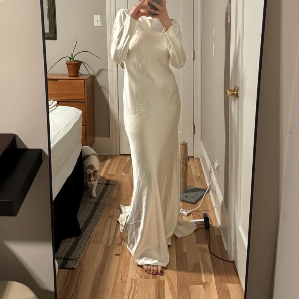 Reformation 100% silk mermaid dress champagne color